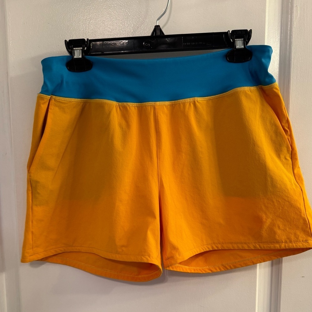 Cotopaxi Vamos Hybrid Shorts Golden Yellow Turquoise Blue Small